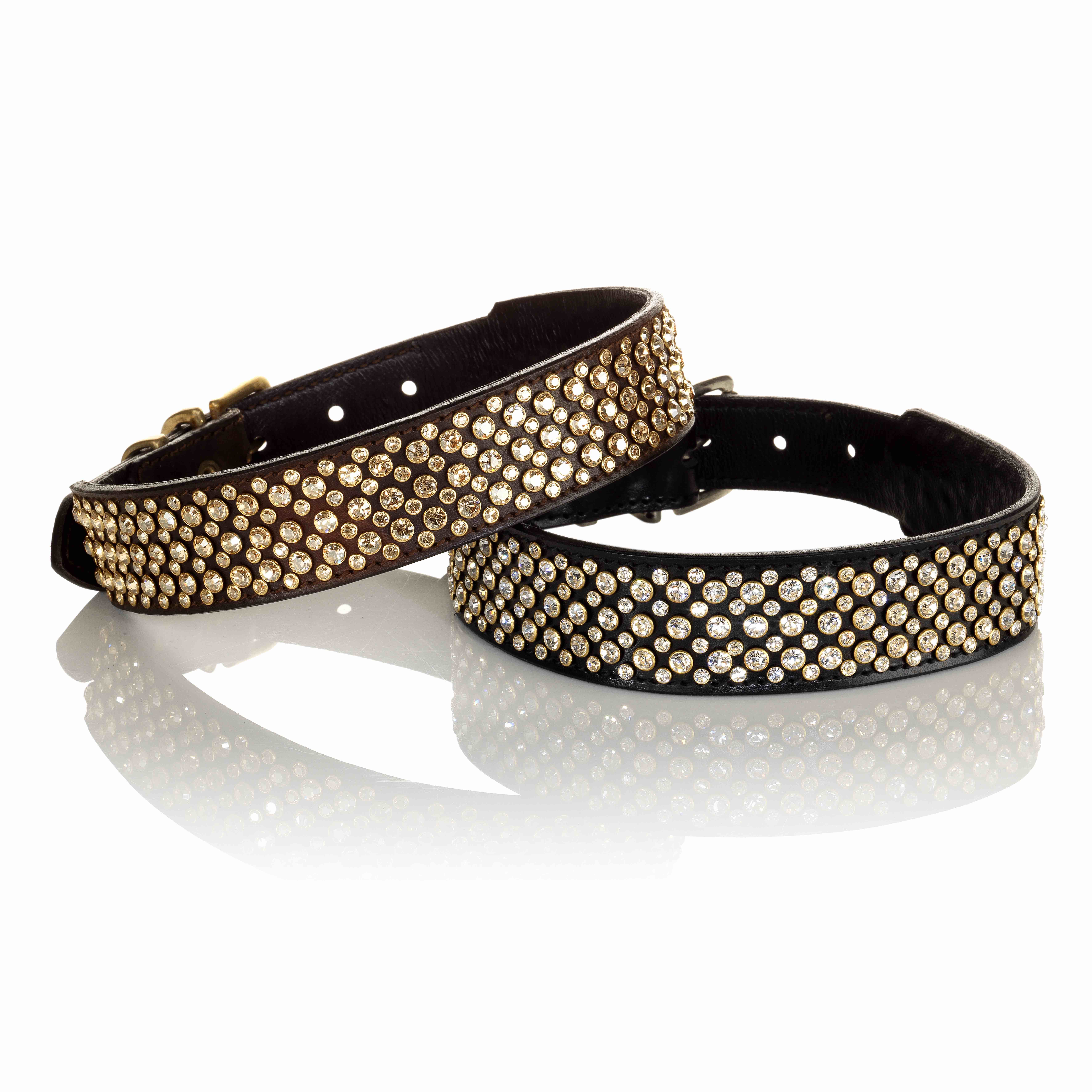 DIAMONDS DOG TIGER COLLAR BLACK WITH CLEAR