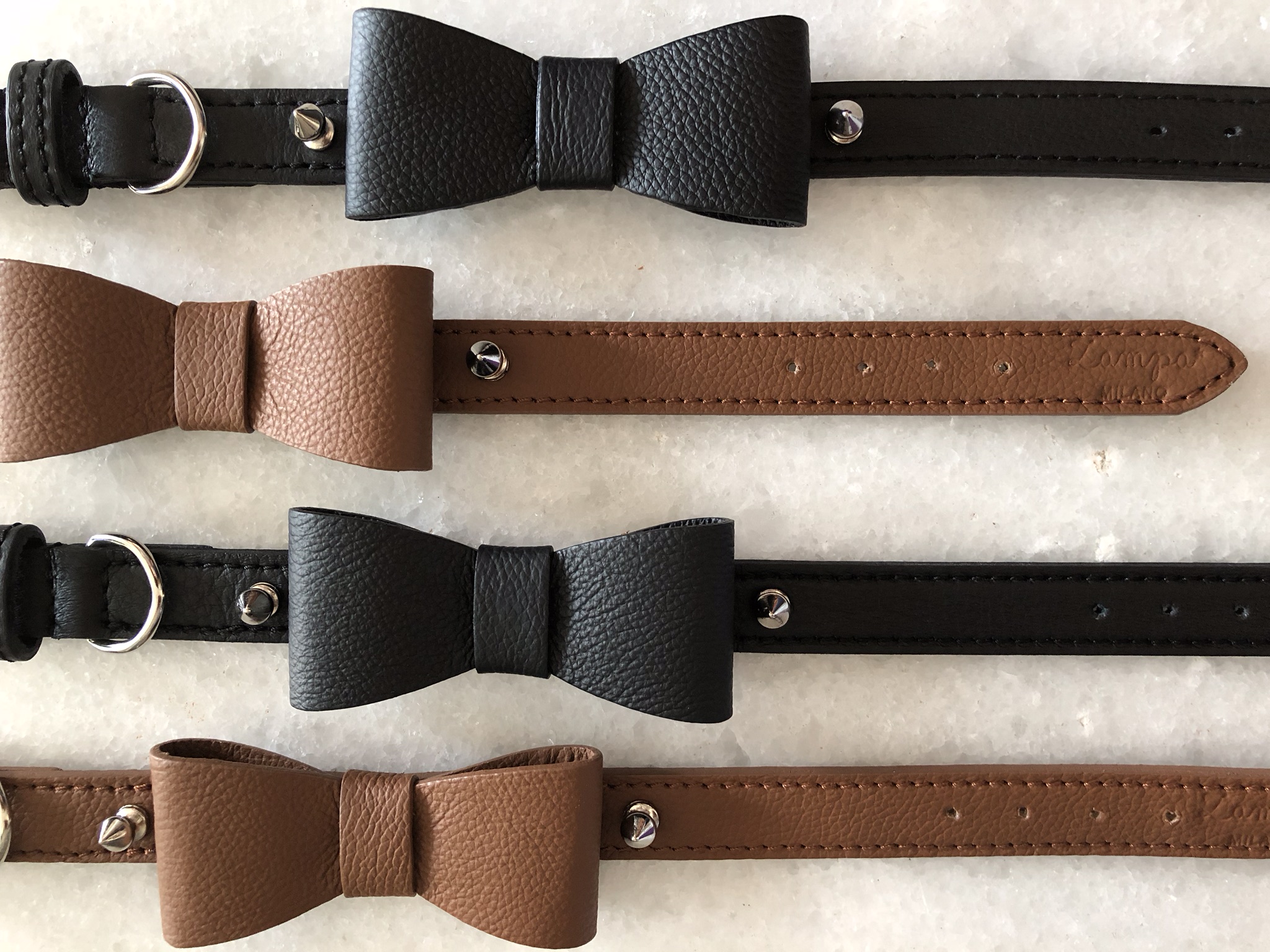 Zampa Milano Brown Dog Collar With Bow - 2