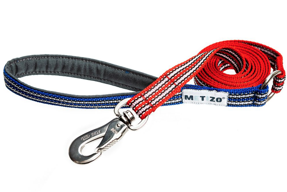 METIZO LEASH NORWAY RED RUBBER, REFLECTION & LINING HANDLE IN BLUE 180 CM LONG & 2 CM WIDE
