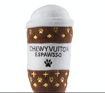 Dog Diggins Designs Chewy Vuiton Coffe To Go  Dog Toy