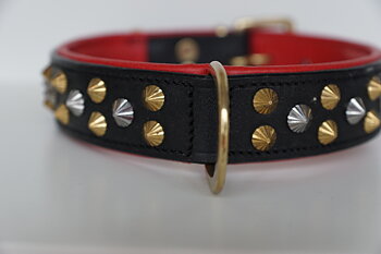 Raddna Collection Calix Black/Red With Rivets In Brass & Stainless Steel
