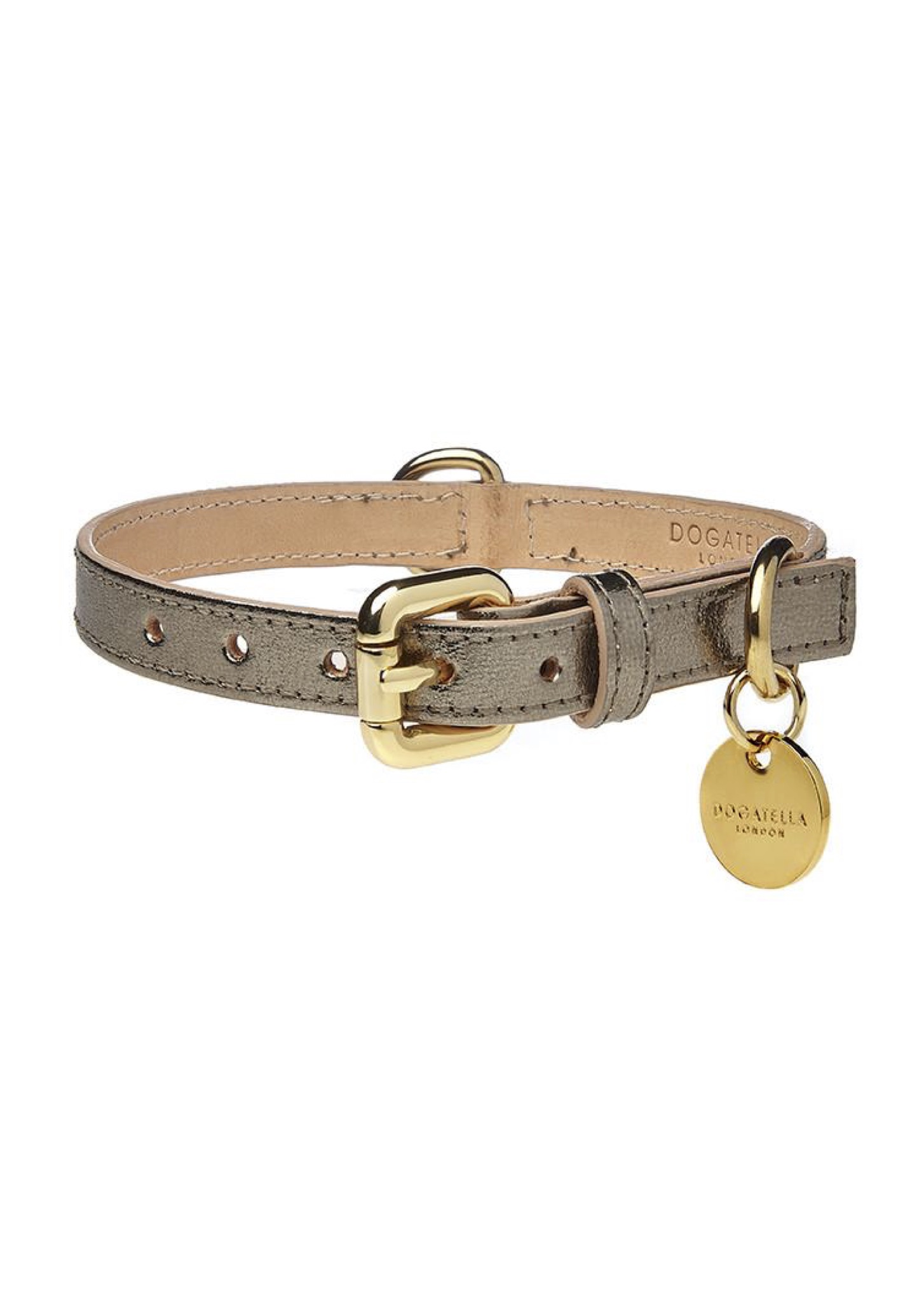 DOGATELLA DOG COLLAR METALLIC DARK SILVER