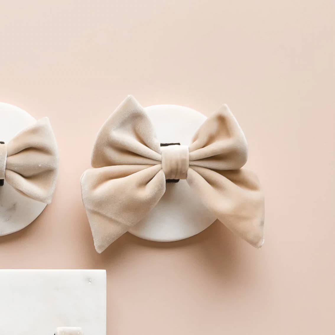Cocopup Luxe Velvet Sailor Bow Champagne - 2
