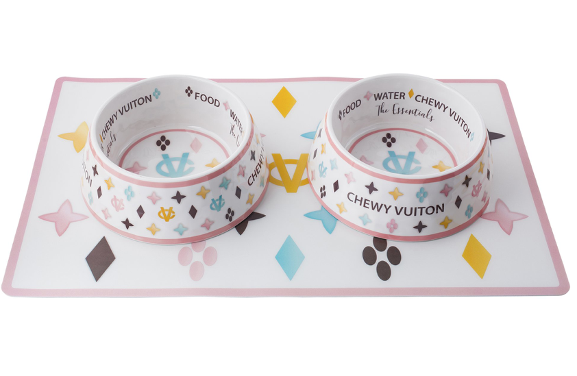 Haute Diggity Dog Chewy Vuiton Dog Food Bowls Coaster - 2