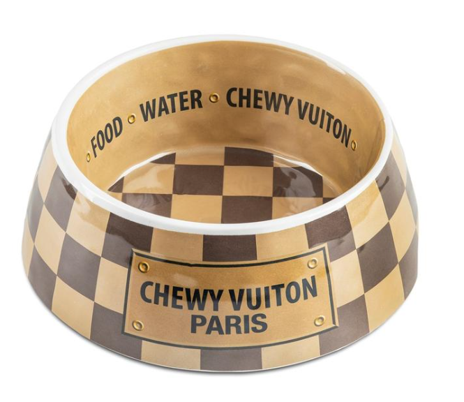 Haute Diggity Dog Checker Chewy Vuiton Bowl