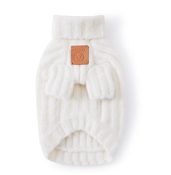 Overglam Turtleneck Thick Lines Sweater White