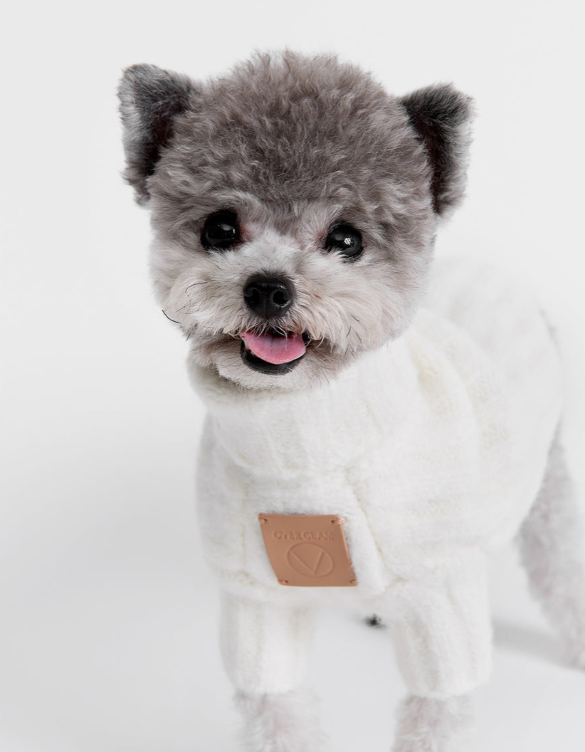 Overglam Turtleneck Thick Lines Sweater White - 3