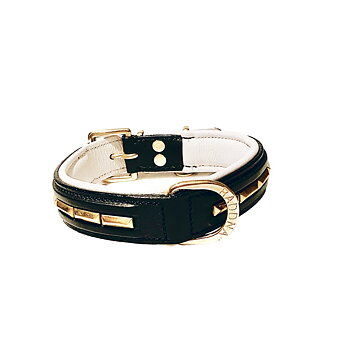 Raddna Collection Ore Black Leather With White Lining With Brass Details