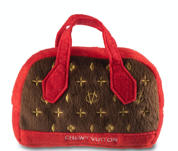 Dog Diggin Designs Chewy Vuiton Red & Brown Dog Toy Bag