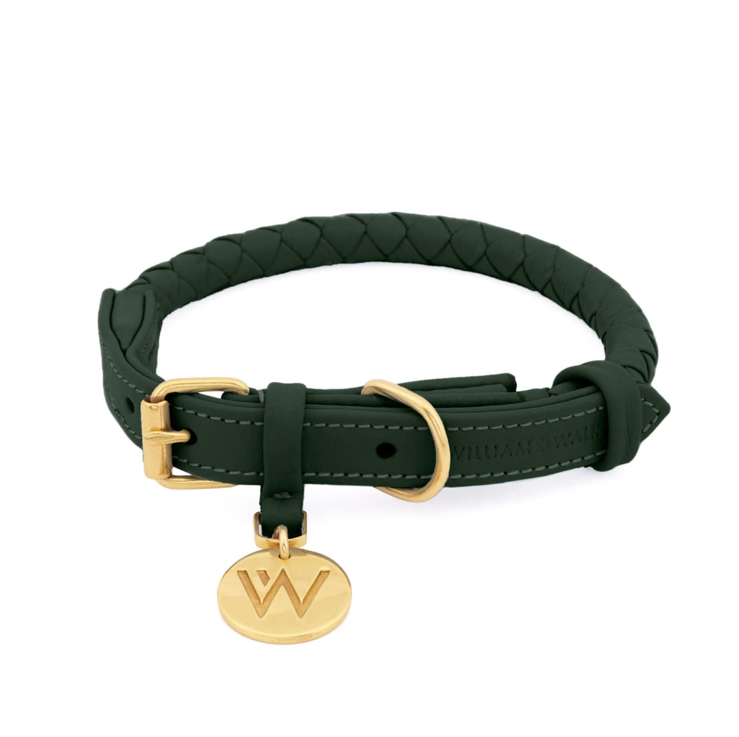 William Walker Dog Collar Twisted Dark Moss