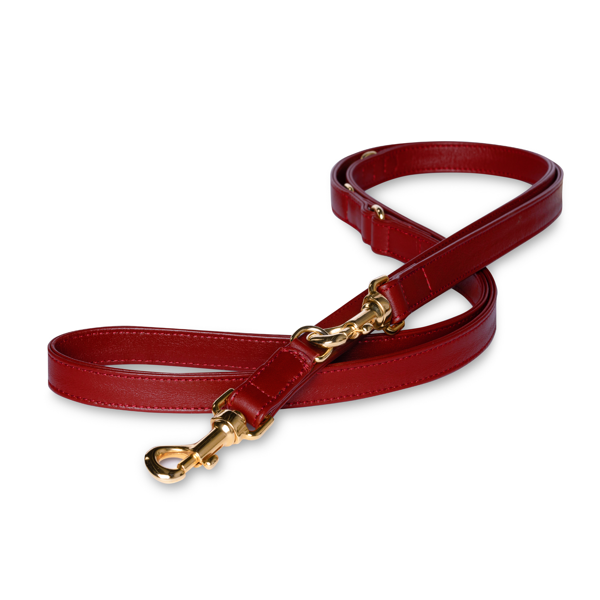 Perro Collection Leather Leash Scarlet