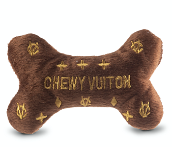 Dog Diggins Designs Chewy Vuiton  Brown Dog Toy Bone