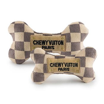HAUTE DIGGITY DOG CHECKER CHEWY VUITON DOG BONE