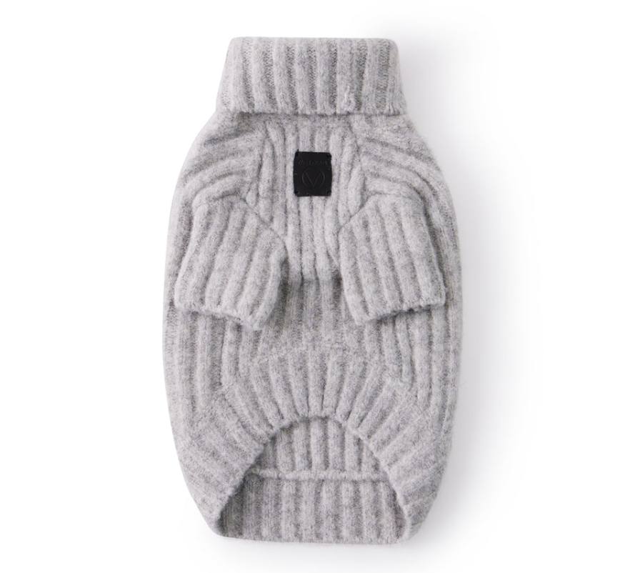 Overglam Turtleneck Thick Line Sweater Grey