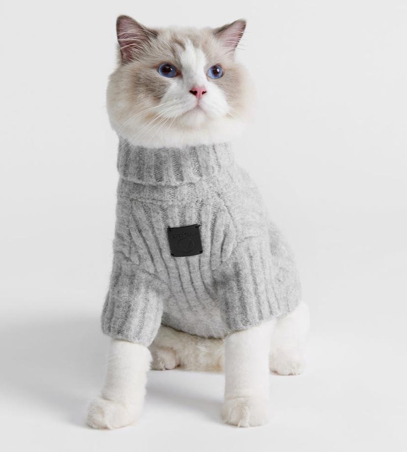 Overglam Turtleneck Thick Line Sweater Grey - 2