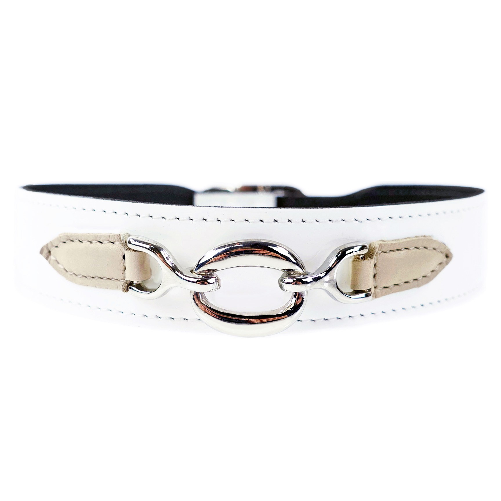 HARTMAN & ROSE HARTMAN IN WHITE PATENT EGGSHELL & NICKEL
