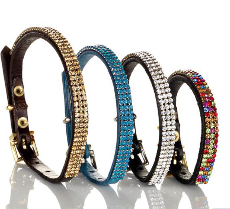 Diamond Dog Black 3 Row Tiny Clear Swarowski Elements