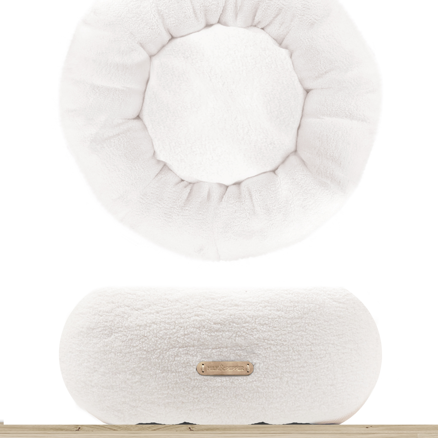 Milk & Pepper Fjord Donuts Fourrure Mouton Blanc Dog Bed - 2