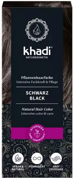 Naturlig Hårfärg Svart, 100g, Khadi