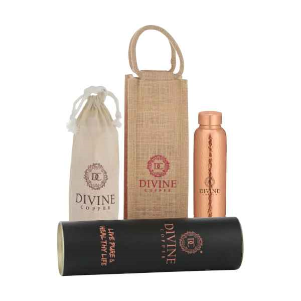 Copper Bottle Hammered 950ml, Divine Copper