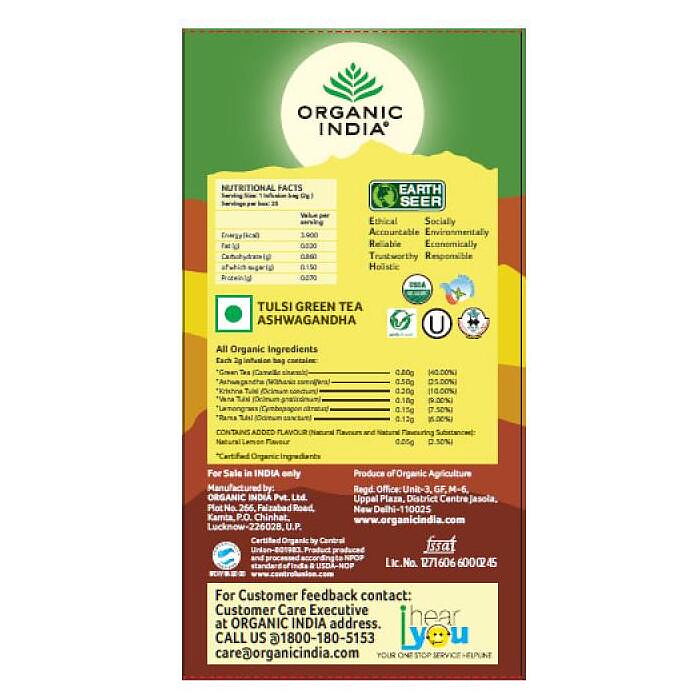 Tulsi Green Tea Ashwagandha Eko, 25 tepåsar Organic India