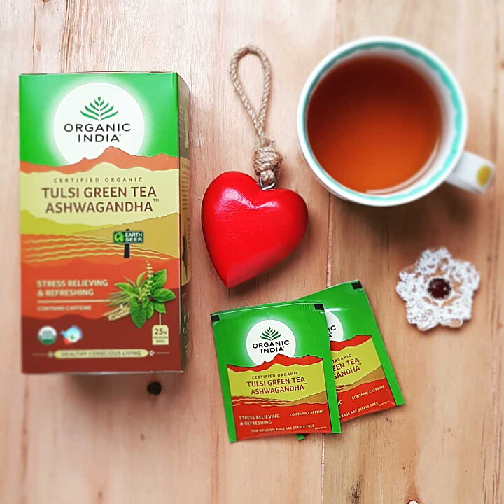 Tulsi Green Tea Ashwagandha Org, 25  teabags Organic India