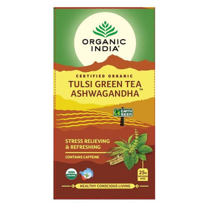 Tulsi Green Tea Ashwagandha Org, 25  teabags Organic India