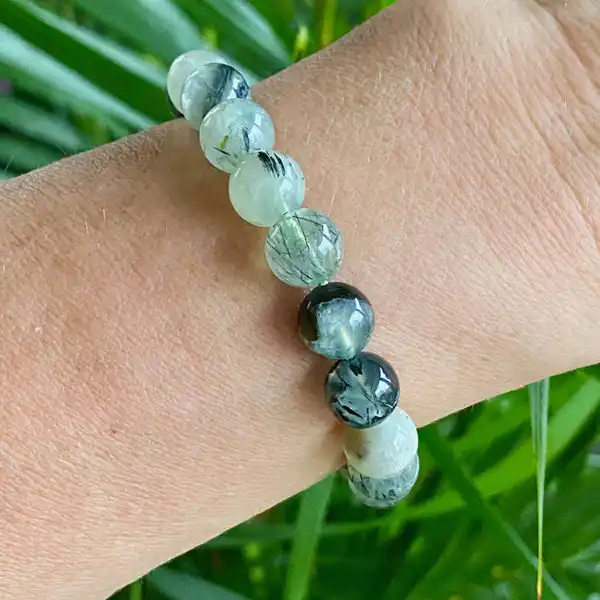 Armband Prehnit 8mm, Kristallpunkten - 2