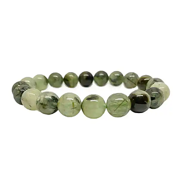 Armband Prehnit 8mm, Kristallpunkten