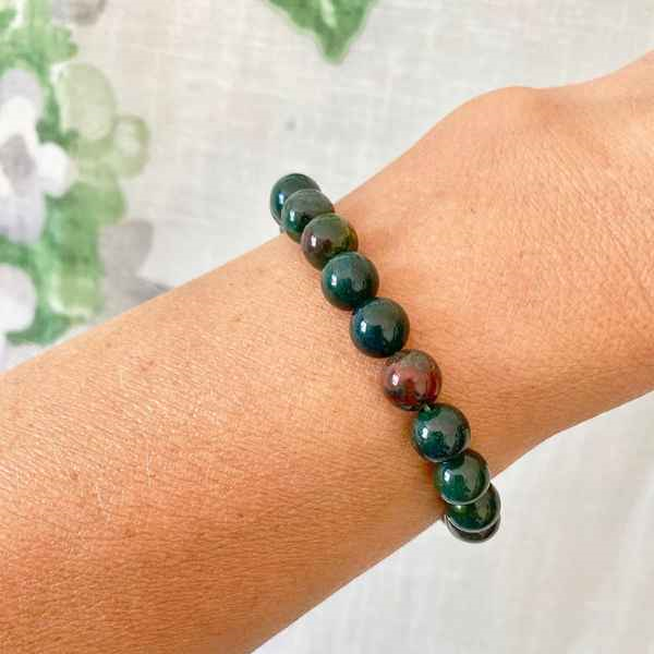 Armband med Blod Jaspis 8mm Pärlor, Kristallpunkten - 2
