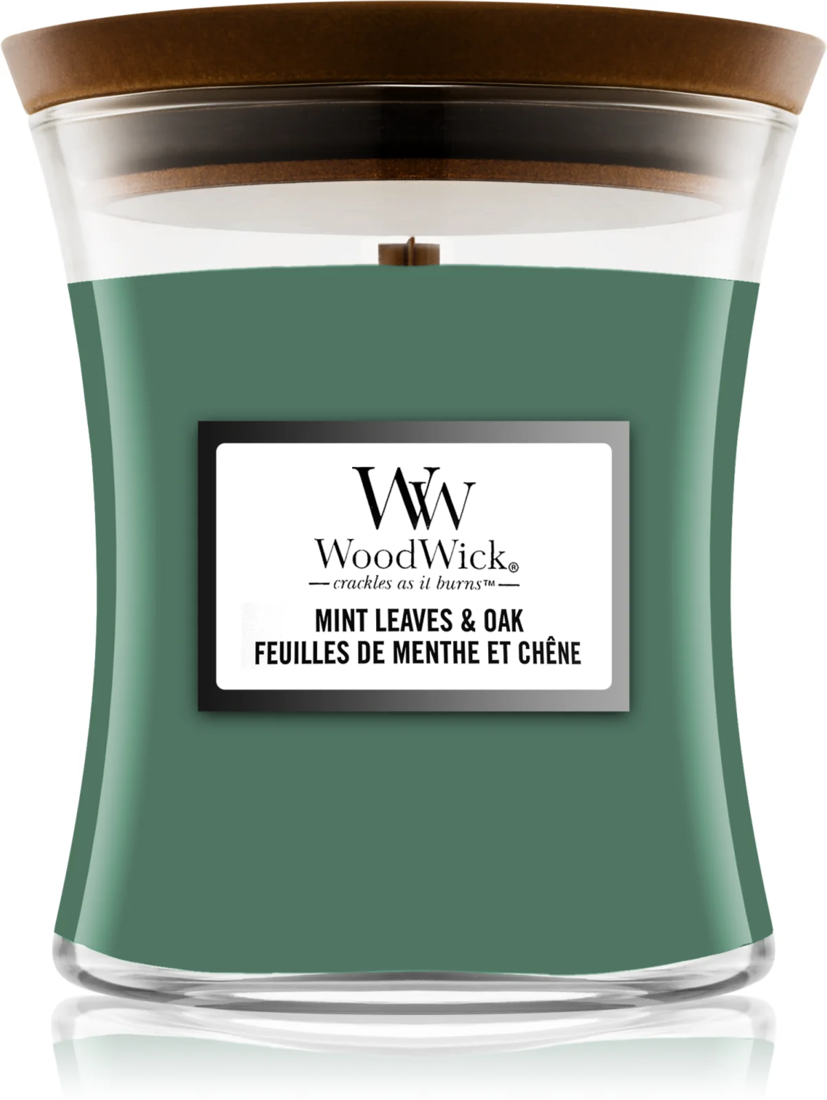 Mint Leaves & Oak Doftljus, Medium, WoodWick