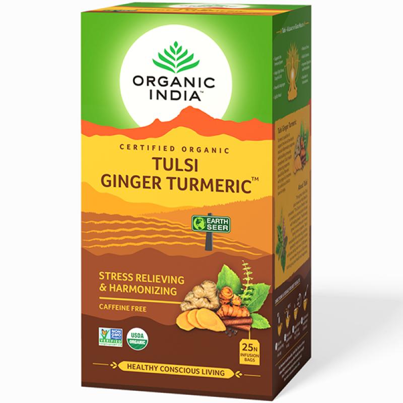 Tulsi Turmeric Ginger Tea Org, 25 teabags Organic India