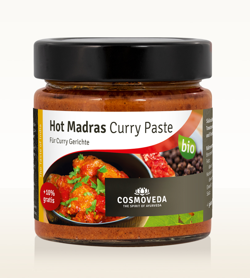 Hot Madras Curry Paste Org. 175g, Cosmoveda