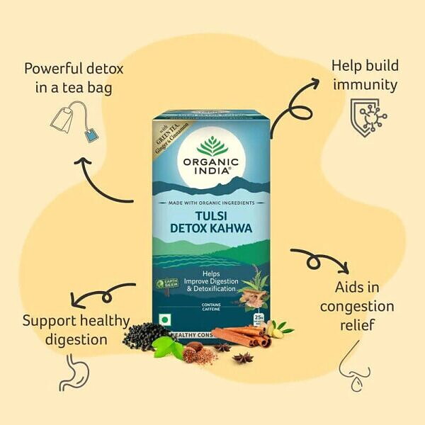 Tulsi Detox Kahwa Te Eko, 25 tepåsar Organic India