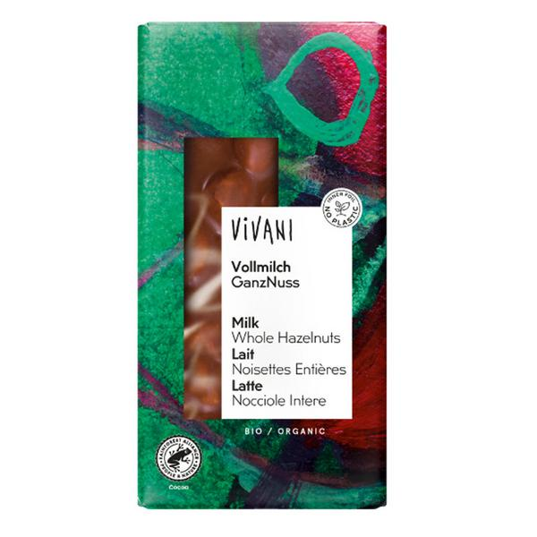 Ljus Choklad Hel Hasselnöt , Eko 100g, Vivani