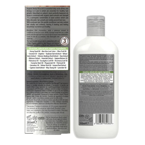 Dr Organic Hemp Oil Rescue Conditioner 265ml - 2