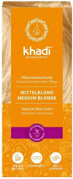 Natural Hair Colour Medium Blonde, 100g, Khadi