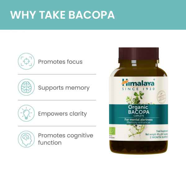 Organic Bacopa  60 caplets (45g), Himalaya - 3