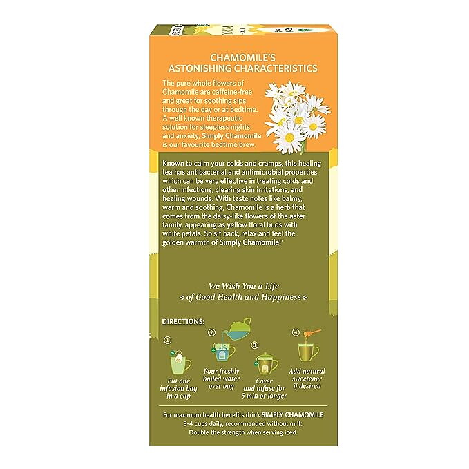 Simply Chamomile Tea Org, 25 teabags Organic India 