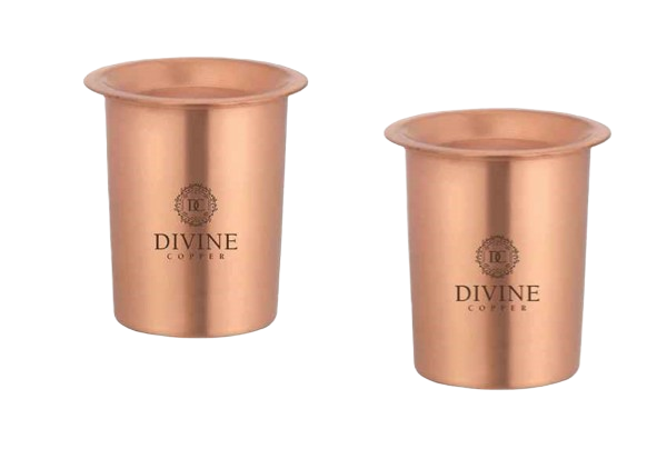 Kopparglas, slät med lock, set av 2, Divine Copper