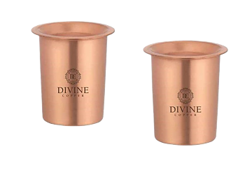Kopparglas, slät med lock, set av 2, Divine Copper