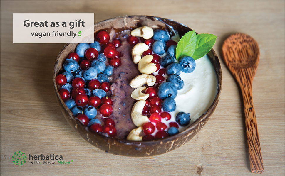 Coconut bowls with spoon, set of 2. Dark spoons - 6