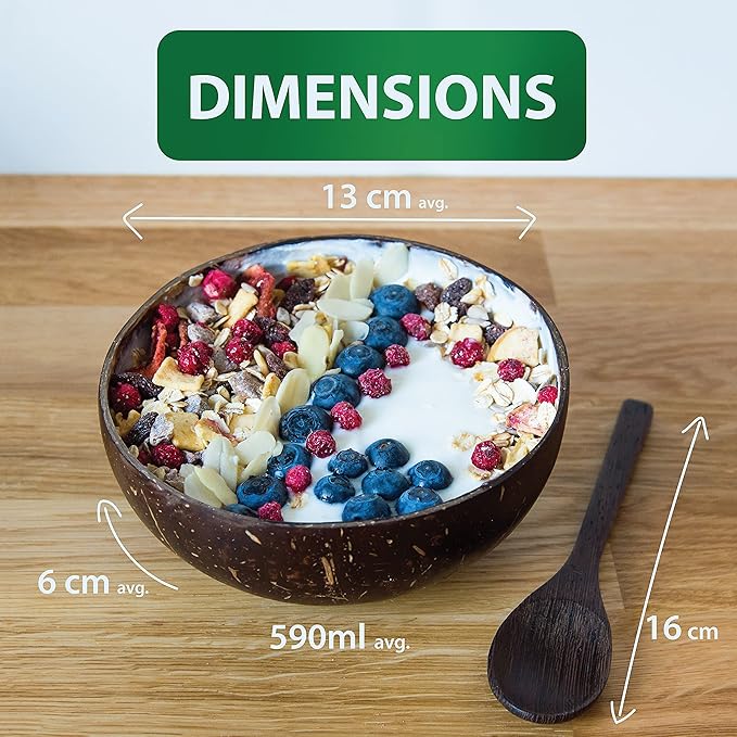 Coconut bowls with spoon, set of 2. Dark spoons - 2