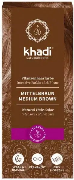 Natural Hair Colour Medium Brown, 100g, Khadi