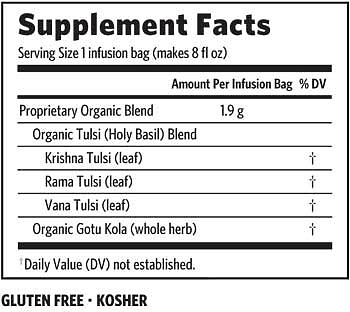 Tulsi Brahmi / Gotu Kola Tea Org, 25  teabags Organic India