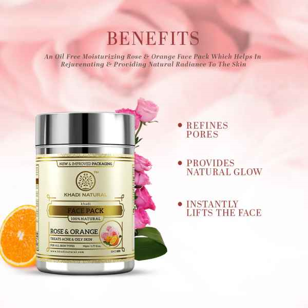 Rose &  Orange Face Pack 50g, Khadi Natural - 3