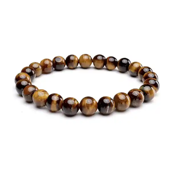 Armband  Tigeröga 8mm, Kristallpunkten