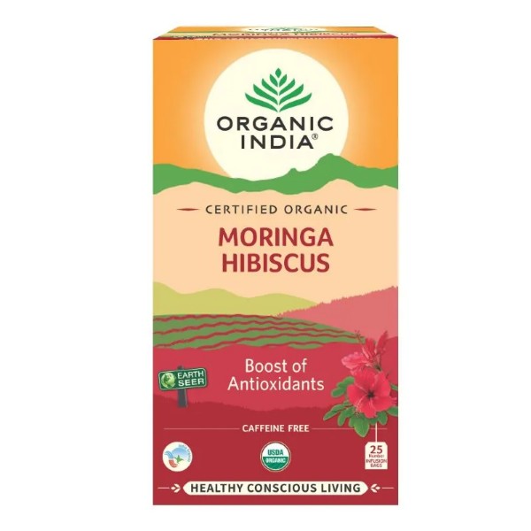 Moringa Hibiscus Te Eko, 25 tepåsar Organic India 