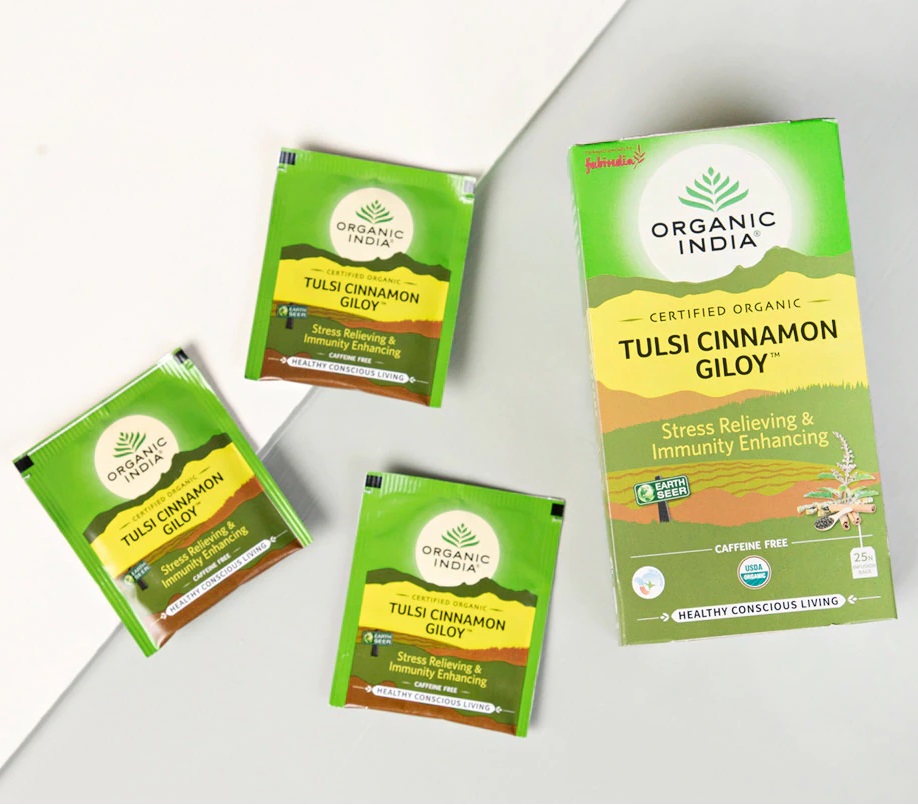Tulsi Cinnamon Giloy Eko., 25 tepåsar Organic India - 2