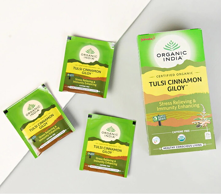 Tulsi Cinnamon Giloy Eko., 25 tepåsar Organic India